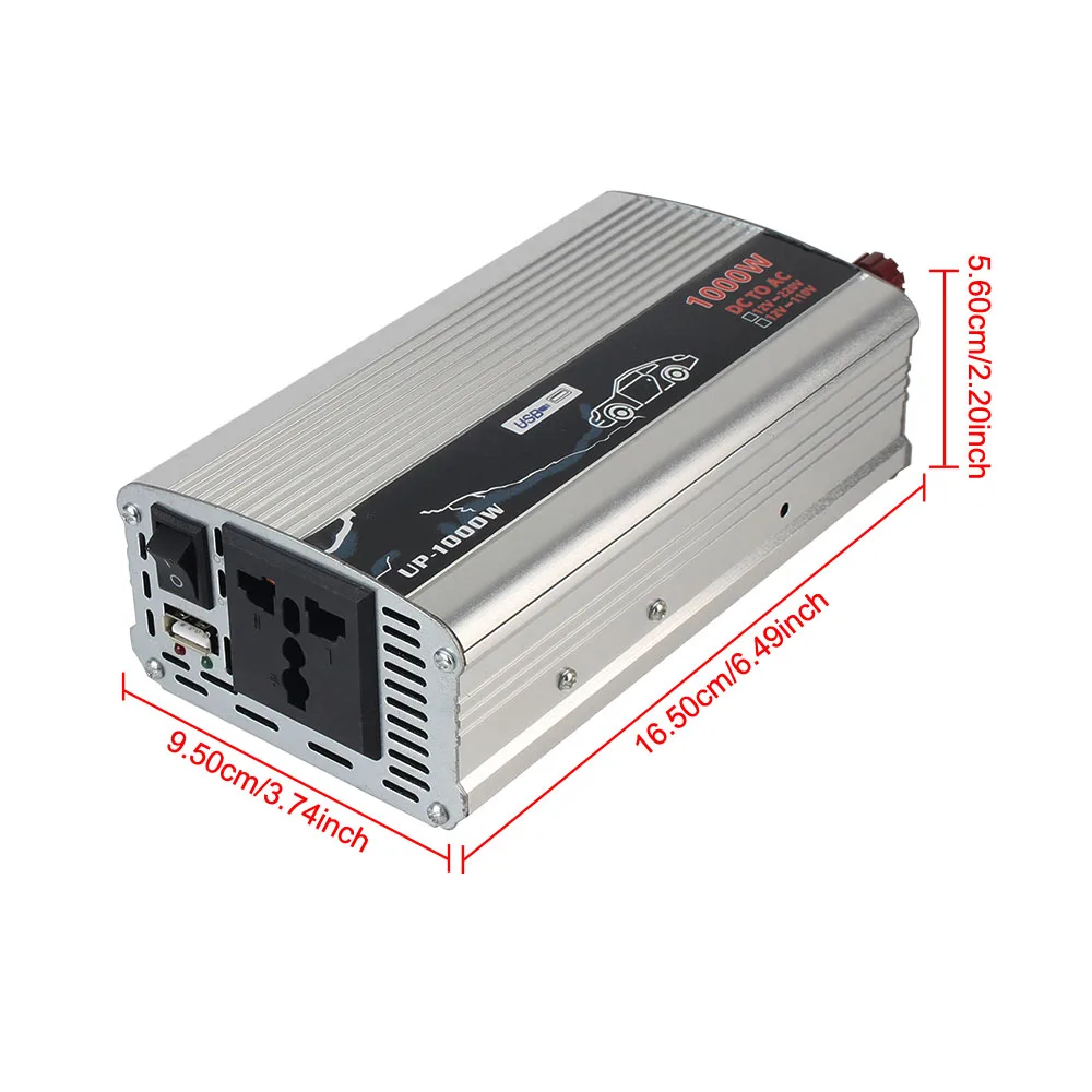 Trasformatore di tensione elettronico da 12 V a 110 V 220 V per auto, casa, laptop, camion, inverter di potenza a onda sinusoidale pura 1000 W - immagine 4