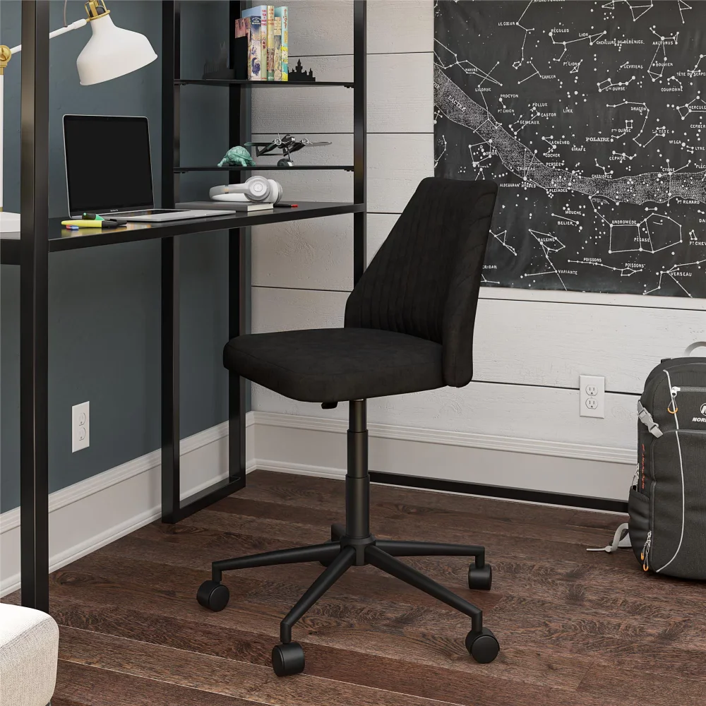 Teen Novogratz Morgan Office Chair with Casters, Gray Linen Computer Chair Office Furniture Office Chairs Gaming