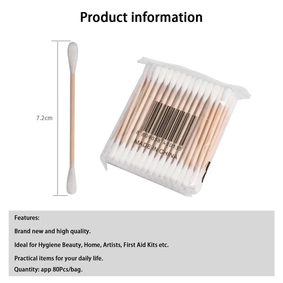 1Bag Double-head Wooden Cotton Makeup Stick Swab Applicator Q-tip Swab 4