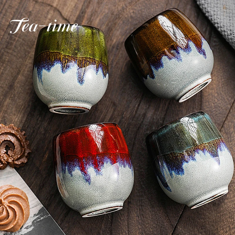 Japanese Style Teacup Water Cup Stoneware Ceramic Coffee Cups Kiln Change Kungfu Teacup Beer Tea Mug 85/160ML