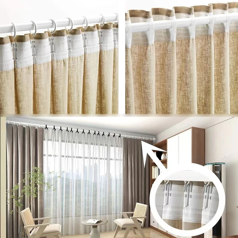  Gxi Cintas de cortina multifuncionales de 32.8 ft para hacer  cortinas plisadas con bolsillo para barra y cortinas plisadas con gancho,  accesorios de cortina profunda, cinta de coser para cabezal de