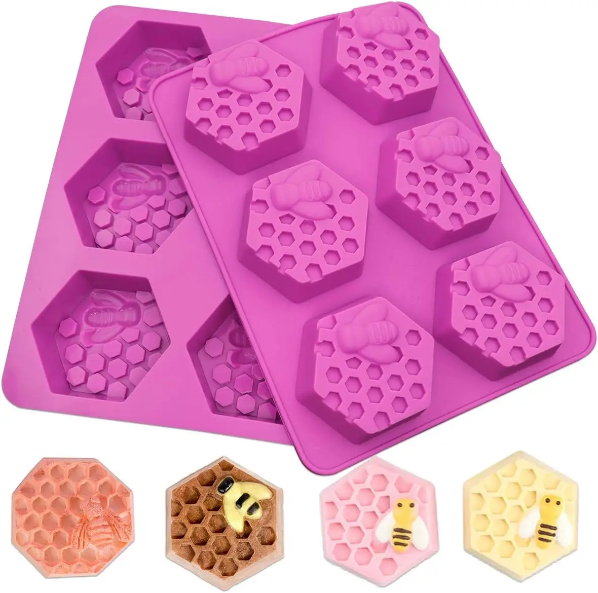 6-Chamber Honeycomb Soap Mold Honey Silicone Mold Suitable for Handmade Soap Lotion Stick Wax Melting Beeswax Silicone Mold Soap Molds