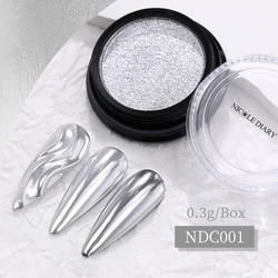 Aurora Silver Metallic Mirror Nail Powder - Chrome Glitter Effect (56349 - 1)