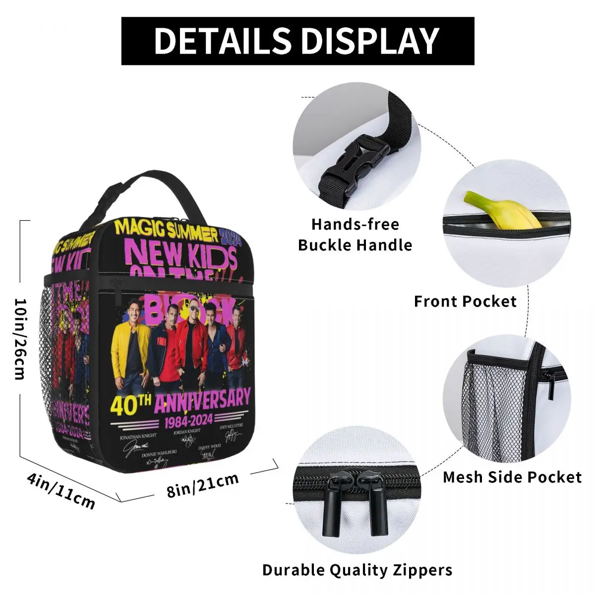 New Kids On The Block Tour Insulated Lunch Bag For Outdoor NKOTB Rock Band Food Box Reusable Thermal Cooler Lunch Boxes