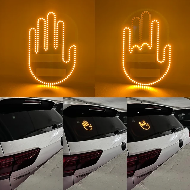 New LED Illuminated Gesture Light Car Finger Light With Remote Road Rage  Signs Middle Finger Gesture