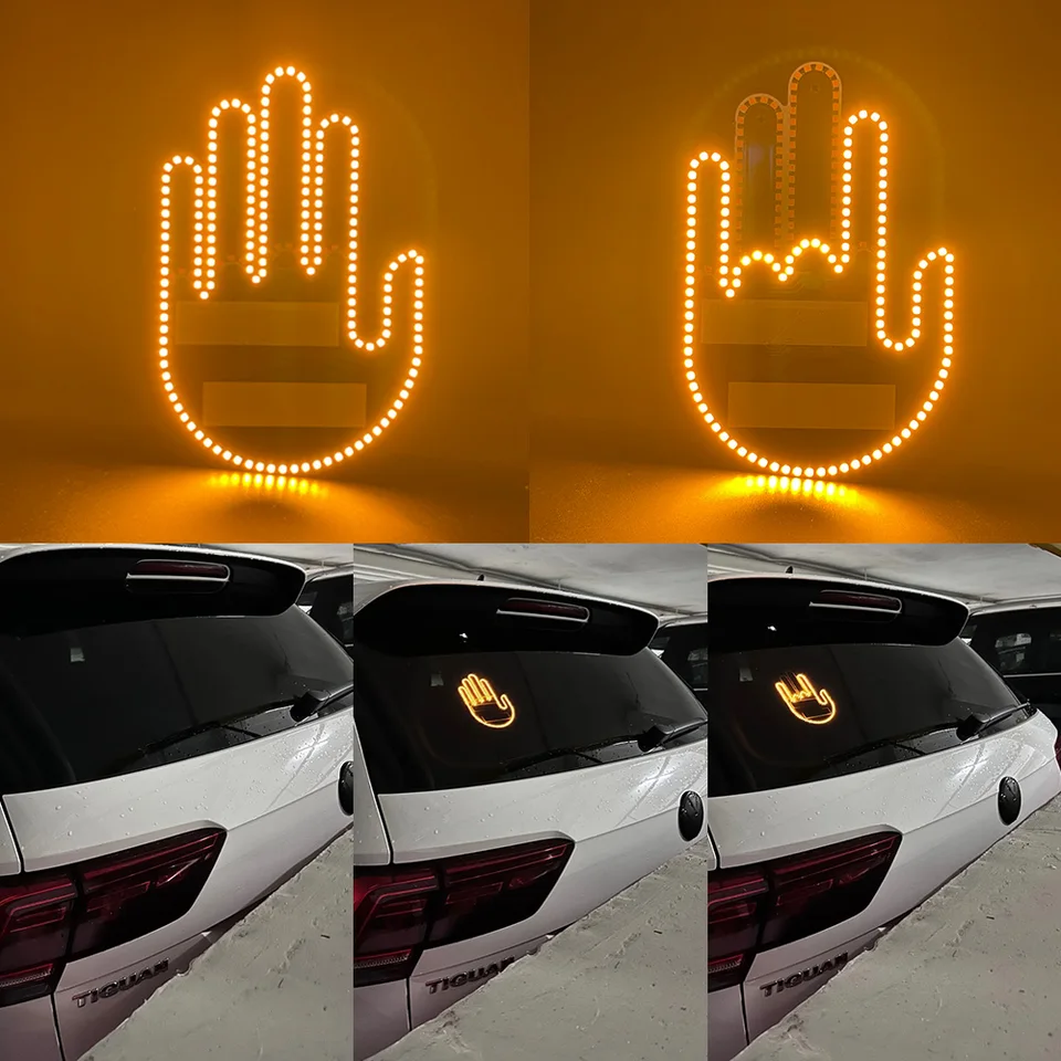 New Led Illuminated Gesture Light Car Finger Light With Remote Road Rage  Signs Middle Finger Gesture Light Hand Lamp - Temu United Kingdom