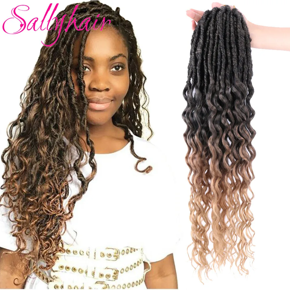 Sallyhair Deep Nu Locs Sintetico Ricci Faux Locs 24 Pollici 18 Fili Di Alta Qualità Fibes Crochet Intrecciare Le Estensioni Dei Capelli