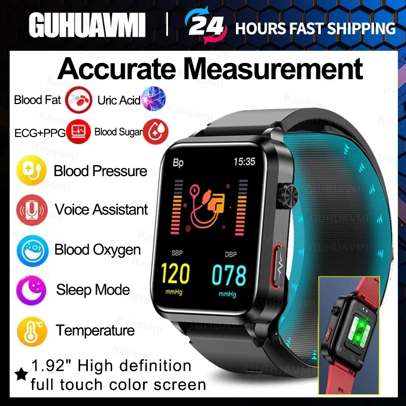 2024 New Health Smart Watch Men Blood Sugar Blood Pressure Fitness Orologi Sportivi Ip68 Smartwatch Full Touch Screen Impermeabile