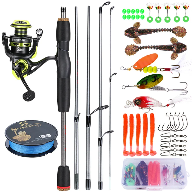 Sougayilang Lure Fishing Combo 5 Sections Carbon Fiber Fishing Rod With  1000-3000 Spinning Reel With Fishing Line Accessories - Rod Combo -  AliExpress