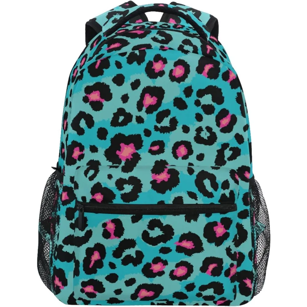 School Start Best Seller! Blue Leopard Print Backpack, Trendy Animal Pattern, Stylish Bag for Bold Style Fans 1
