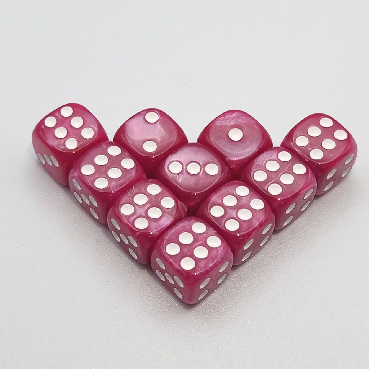 Luxury Marble Pearl Mini Dice Set, Acrylic with White Dots and Rounded Corners, Assorted Colors