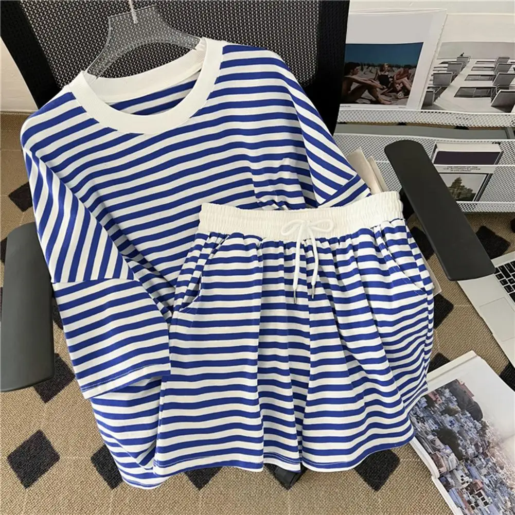 

Women T-Shirt Shorts Suit Fashion Elastic Waist Loose Daily Wear Women Tee Shorts Suit Women Casual Tee Shorts Suit