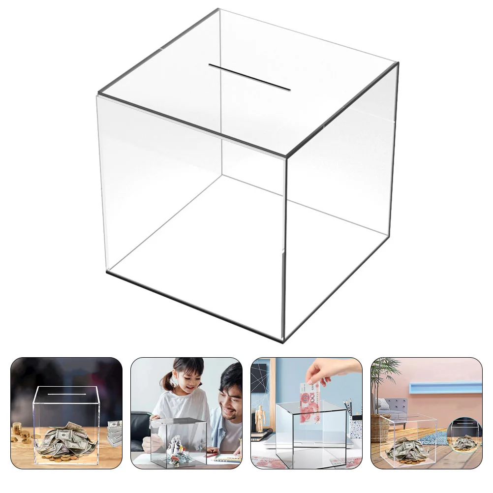 

12/15cm Transparent Acrylic Piggy Bank Large Capacity Saving Pot Money Storage Box Children Change Box Organizer Home Decoration