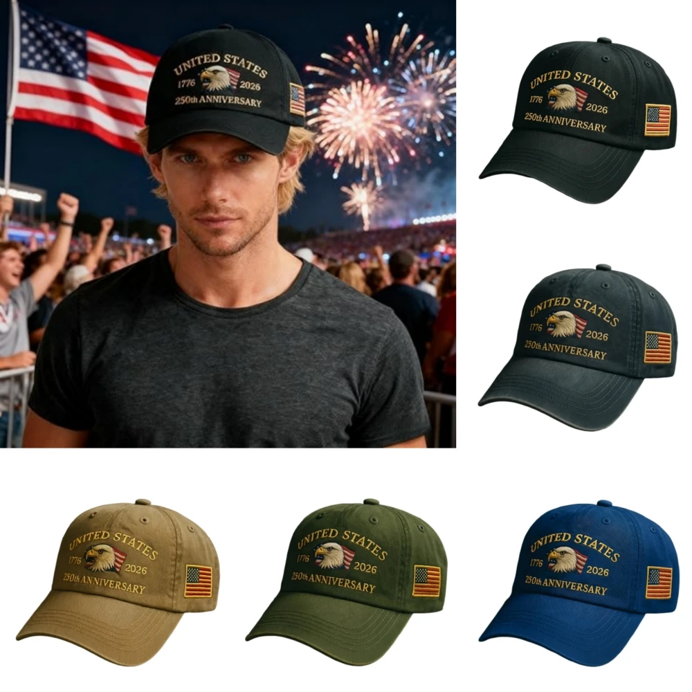 Bald Eagle Cap, bequeme USA-Baseballkappe, 250-jähriges Jubiläumshut, patriotische Baseballkappe für alle Jahreszeiten, für Sommer-Familienkopfbedeckungen – Detail 13