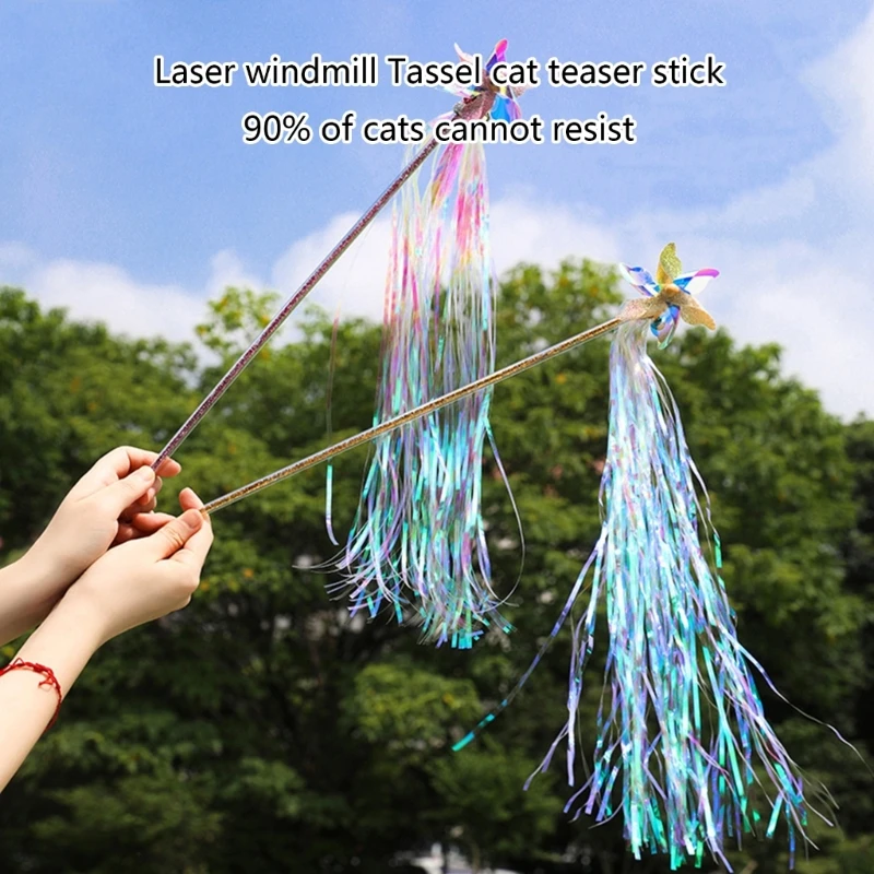 

Tassels Chaseing Toy Kitten Funny Colorful Teaser Wand Toy Cats Toy Random Color 090C