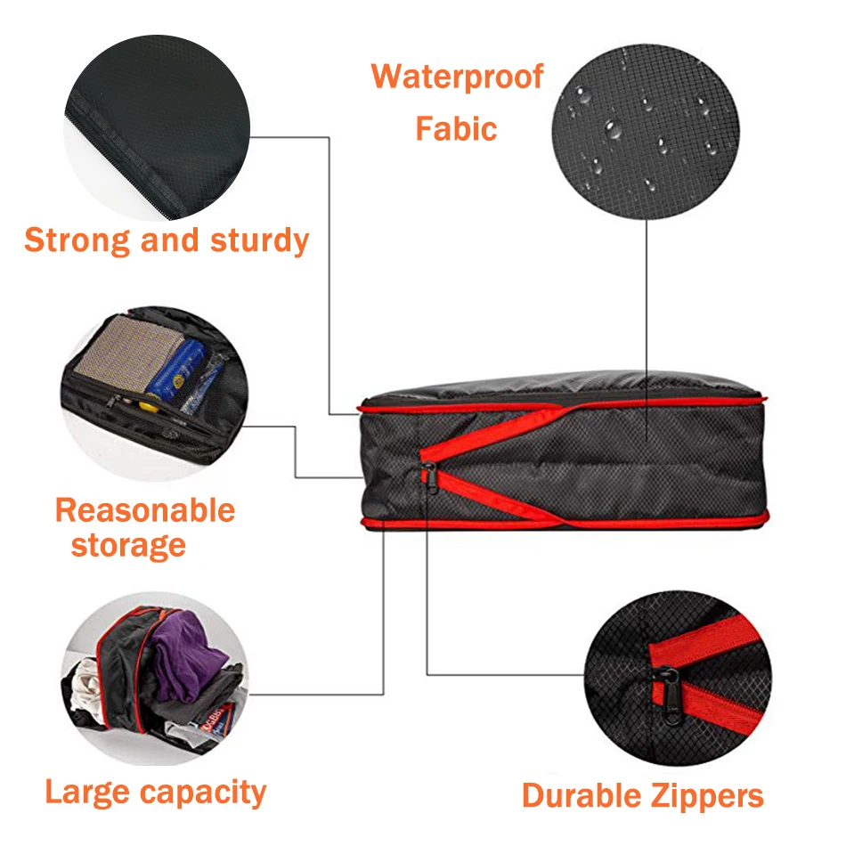 Meowoo Organizer Valigia 5 Pezzi - Packing Cubes Compression - XL, 2×L, 2×M - Organizer da Viaggio Salvaspazio per Valigie - Viaggio Accessori Utili - Ideali per Vacanze e Spazi Ristretti - Nero