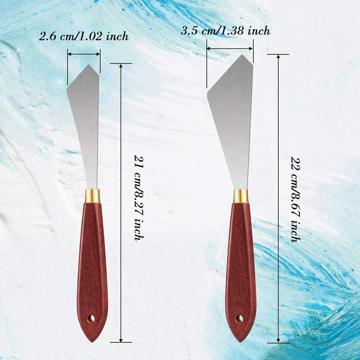 2pcs Painting Knife Set Painting Mixing Scraper Stainless Steel Palette Knife Painting Art Spatula with Wood Handle painting 2