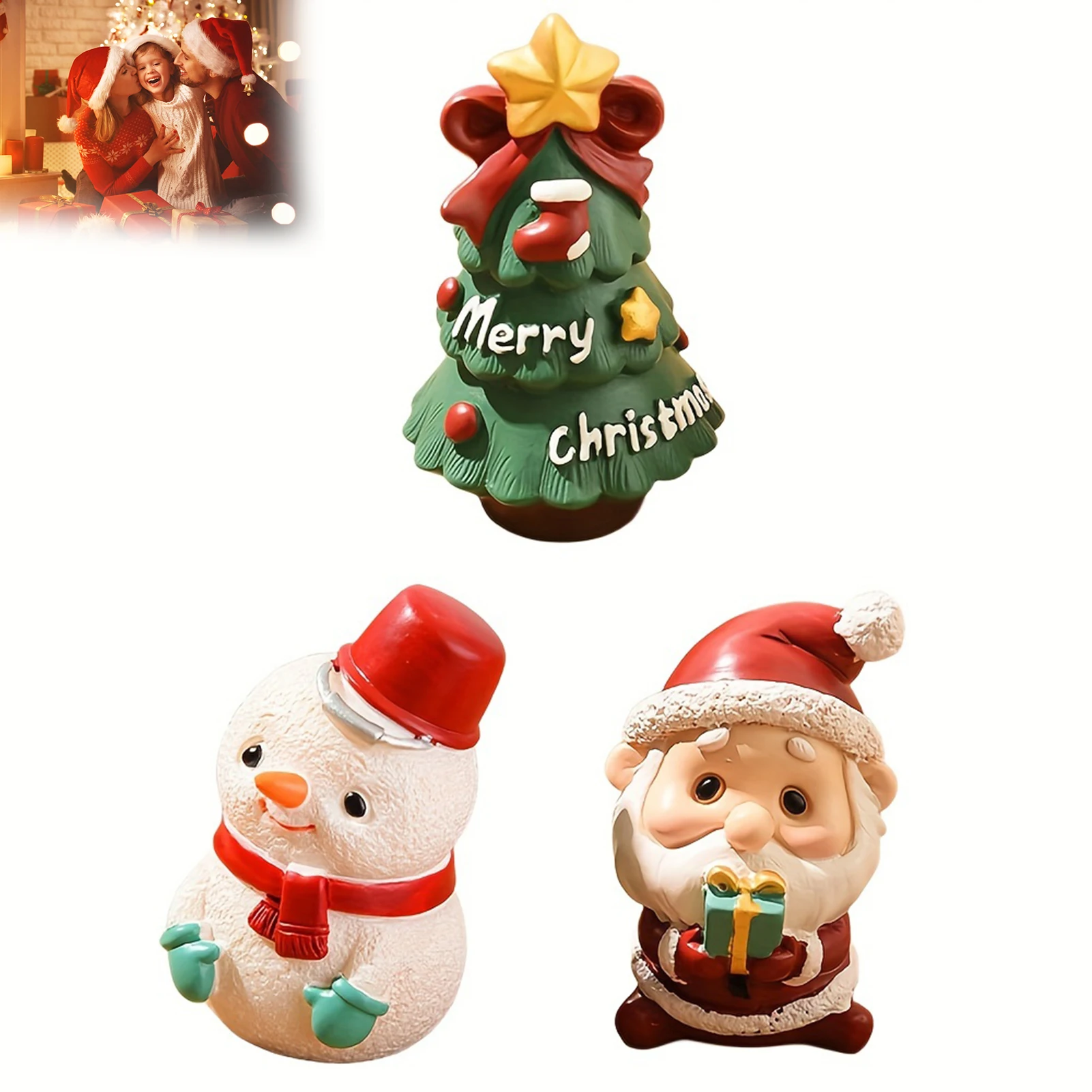 Festive Miniature Christmas Tree and Snowman Ornament