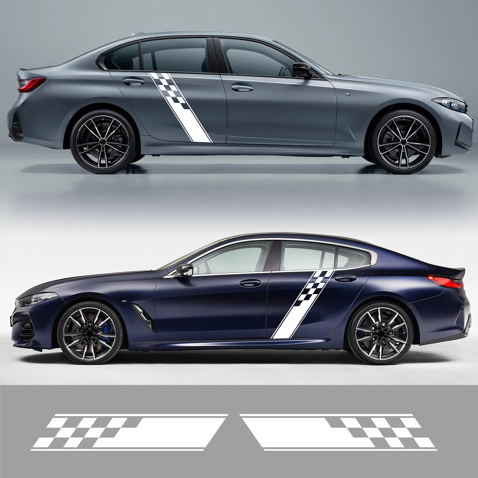 

2pcs Car Stcikers Racing Sport Lattice Graphics Decor Auto Side Door Vinyl Film Wrapping Strip Stickers Decal Accessories