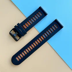 Durable Rubber Sports Strap - Silicone Soft Wrist Replacement Accessory (20mm/22mm) - 22mm Watch (Black Orange)