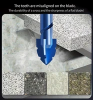 Bleu nouvelle foret excentrique dentelé à quatre lames foret en acier inoxydable pour béton et acier inoxydable moulé à sec pour carreaux complets, céramique, verre, marbre 5