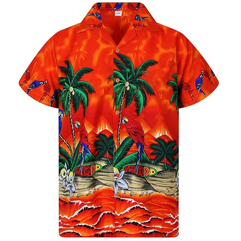 thumbnail image 1 of Camisas hawaianas con estampado de cocoteros para playa, camisas de moda para vacaciones en Hawái con estampado 3D para hombres, ropa de calle, blusa con solapa Y2k, 1 of 5