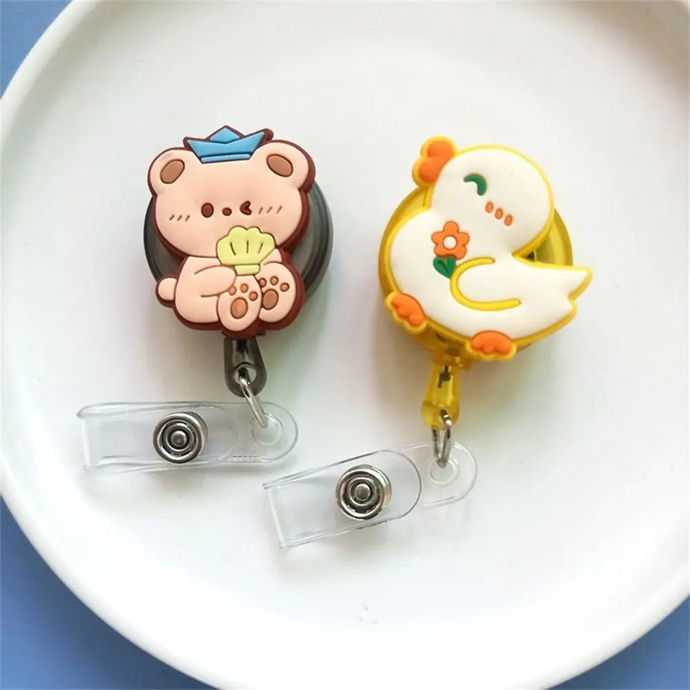 Simpatici Animali Retrattile Infermiera Badge Reel Cartoon Dinosaur Bear Rabbit Studenti Id Card Badge Holder Easy Pull Buckle Pvc