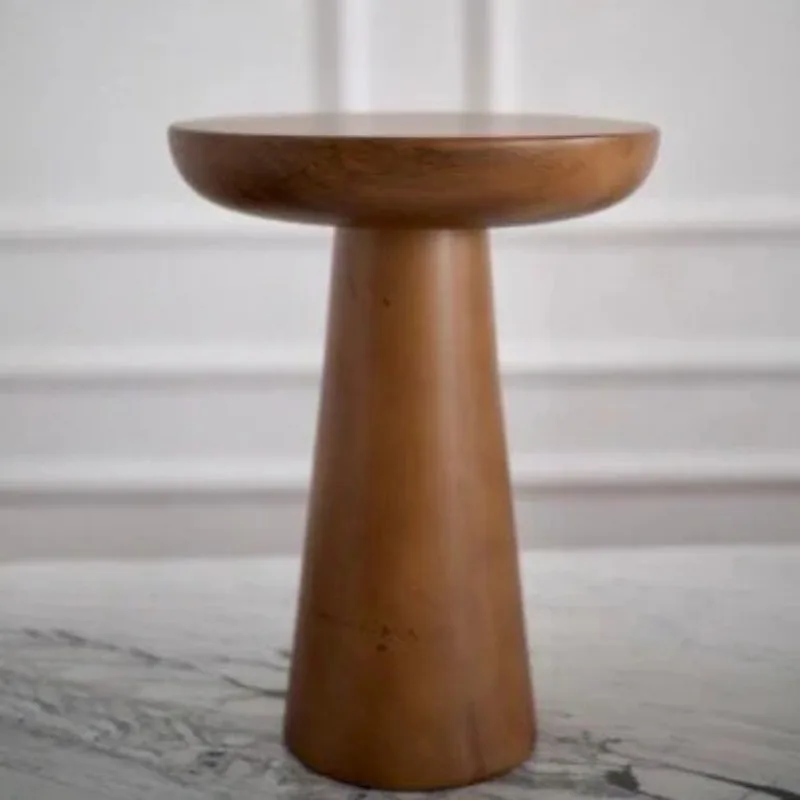 Wabi Sabi Solid Wood Side Table Modern Minimalist Living Room Sofa End Table Small Round Mini Low Table Home Furniture Decor