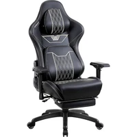 Ergonomic Gaming Chair with Footrest, Comfortable Headrest and Lumbar Support, 4D Armrests Computer Chair for Adults, Pu Leather 1