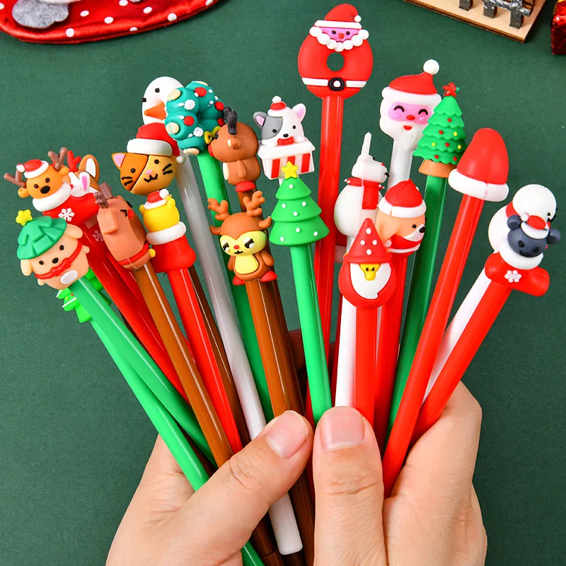 30 Teile/los Kawaii Weihnachten Gel Stift 0,5mm Schwarz Tinte Nette Weihnachten Baum Elch Santa Schneemänner Neutral Stift Schule Stationäre kinder Geschenk