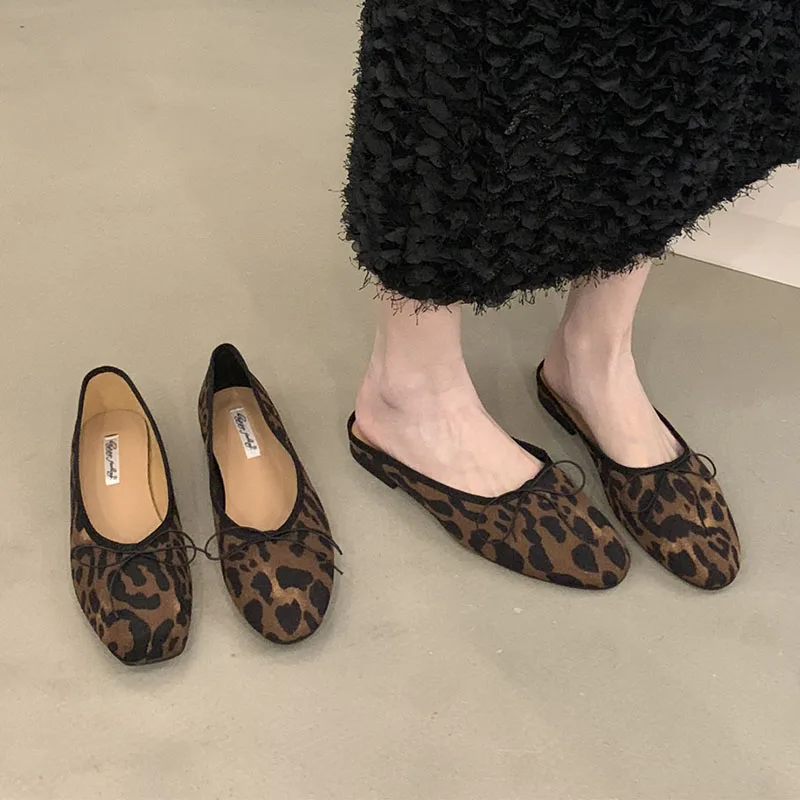 2024 Summer Leopard New Brand Women Flat Shoes Fashion Leopard Print Ladies Elegant Shallow Slip On Soft Ballerinas Shoes 3