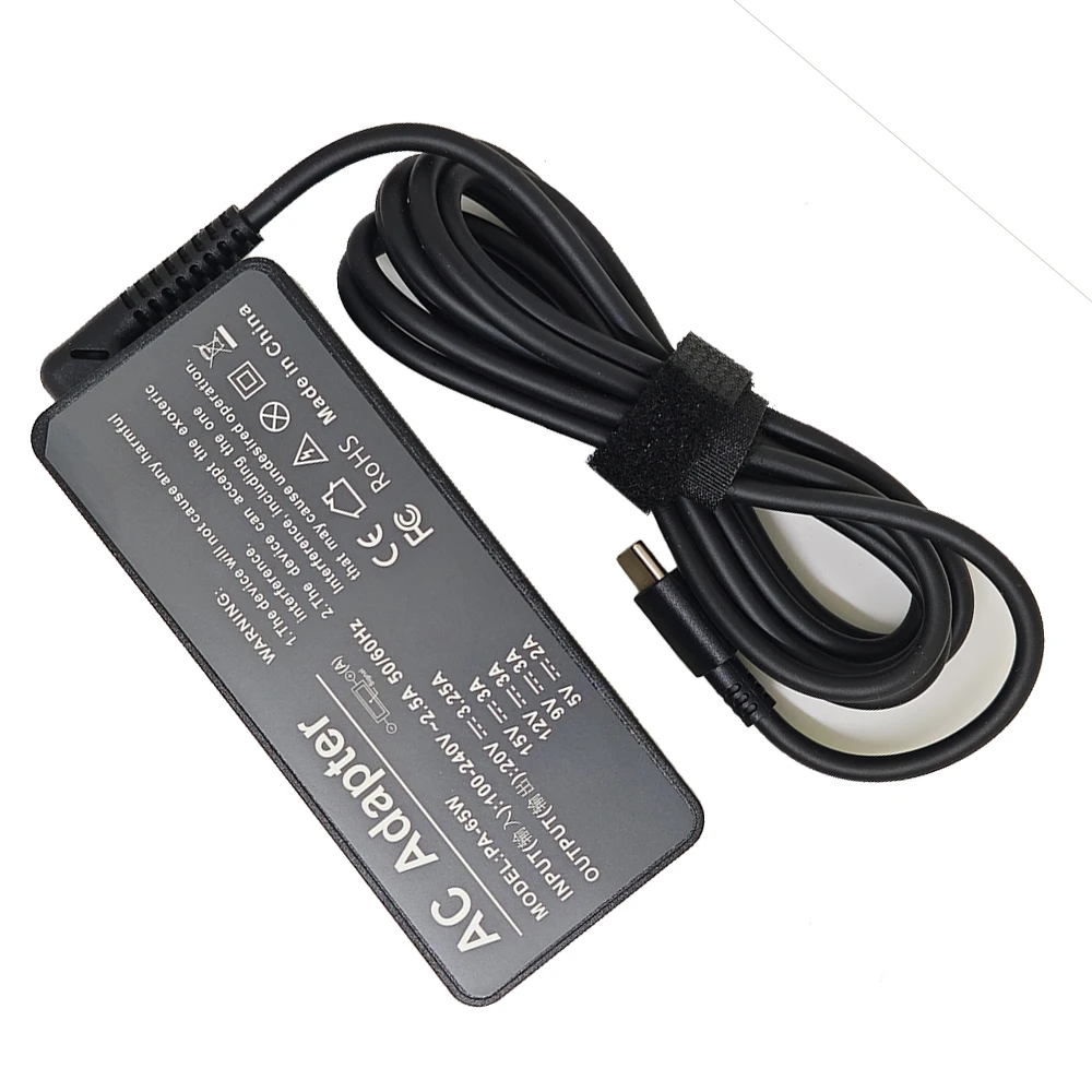 Laptop Charger 65W 20V 3.25A USB Type-C AC For Lenovo Thinkpad X1 Carbon Yoga X270 X280 T580 P51 P52s E480 E470