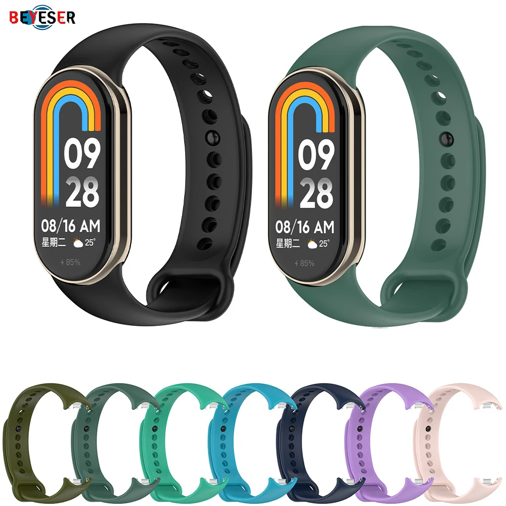 

Sports Strap For Xiaomi Mi Band 8 Adjustable Silicone Watchband Accessories Smart Watch With Metal Connector Bracelet Wristband