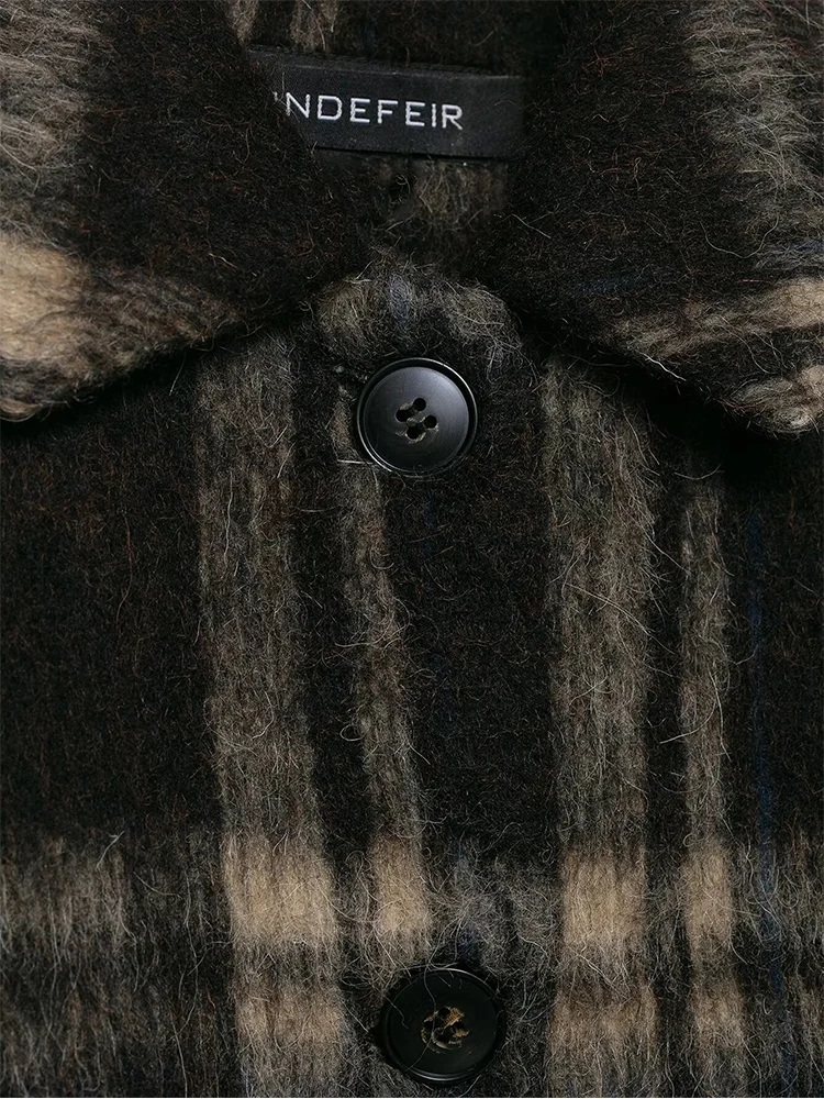 TFMLN Elegant Women Lapel Checkered Coat Casual Buttons Single Breasted Long Sleeve Short Coats Female 2025 Autumn New Jacket