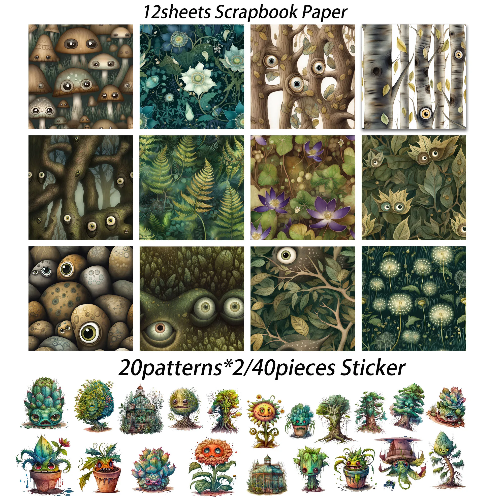 52 Stück lustiges Beobachten Wald DIY Dekoration Sammelalbum Papier mit Aufkleber, für Kunst handwerk, Weihnachts feier, Scrap booking Lieferungen – Detail 6