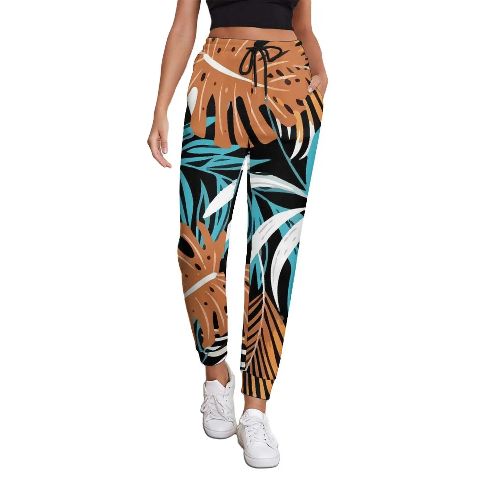 

Tropical Plants Pants Colorful Leaves Print Home Big Size Sweatpants Autumn Womens Custom Korean Fashion Trousers
