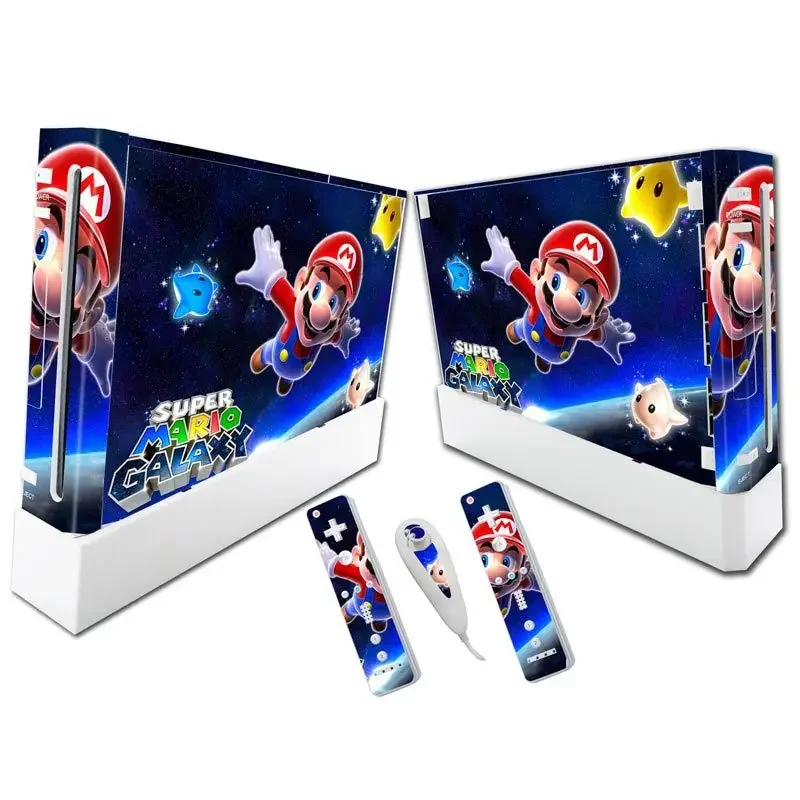 슈퍼 마리오 브라더스 WII PVC 다채로운 스킨 스티커 데칼 커버 닌텐도 WII 게임 콘솔 동체 컨트롤러 보호 필름