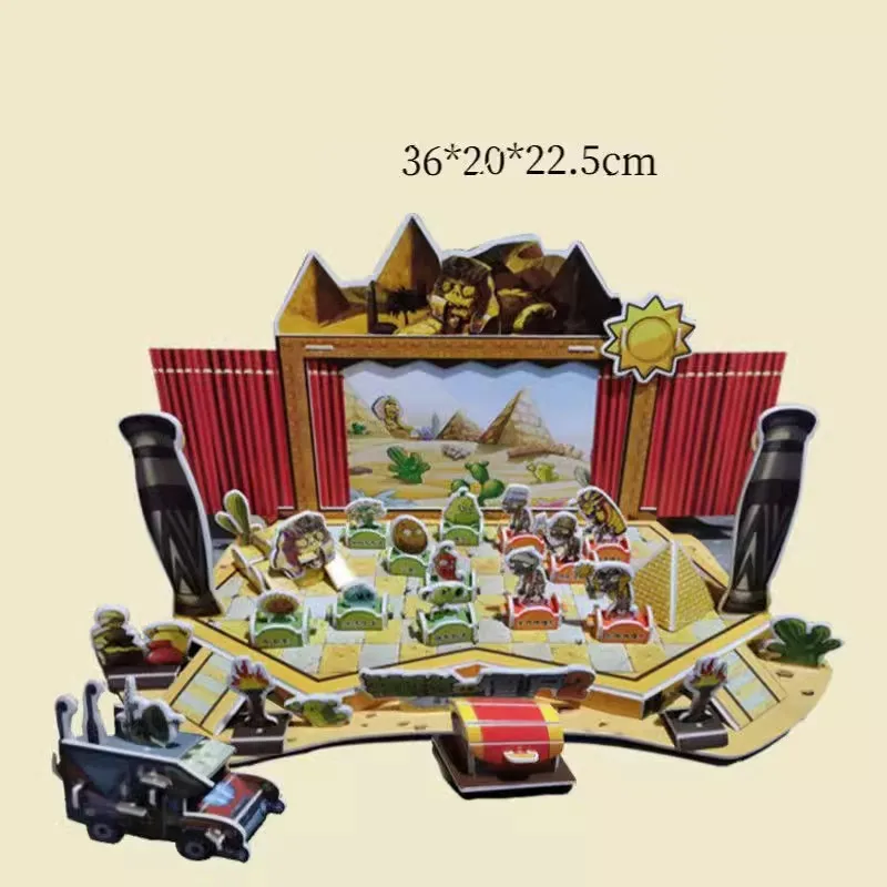 Plants vs. Zombies 3D Puzzle Paper Model Assembly Building Blocks Toys PVZ Scene Puzzle DIY Kids Gifts
