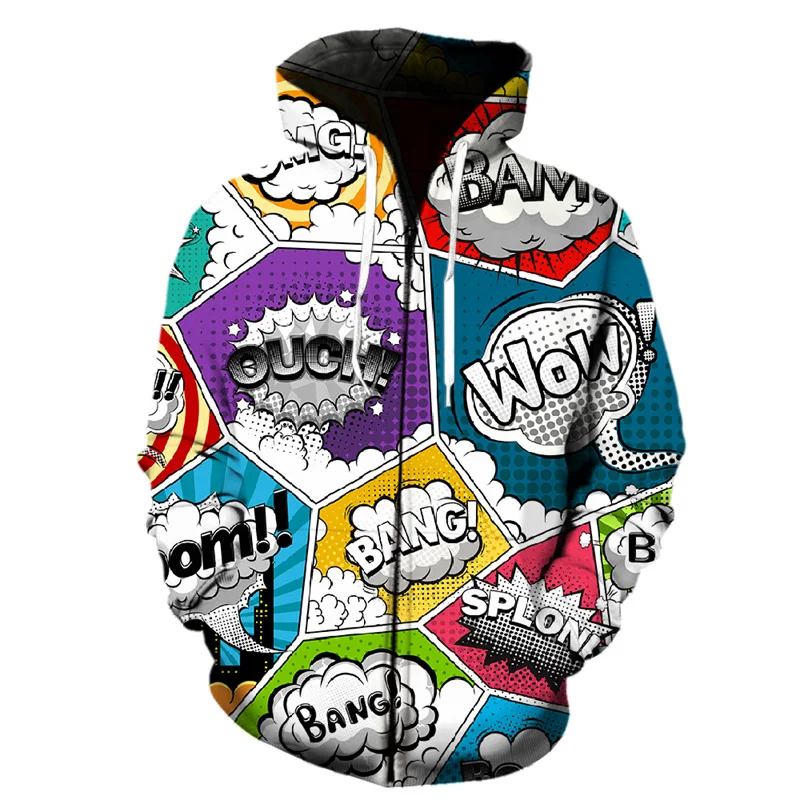 Sudadera con capucha y cremallera de estilo manga con estampado 3D de dibujos animados para hombre, sudaderas Harajuku de manga larga de primavera, chaquetas, tops, sudaderas con capucha para adolesce