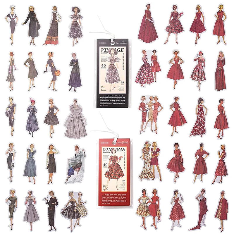 40pcs Vintage People Washi Stickers For Journaling Scrapbooking Retro