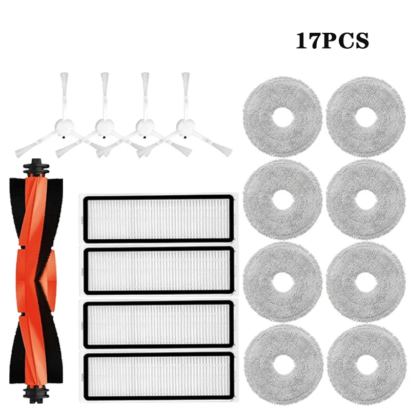 Enhanced Cleaning Kit: Main Brush, Side Brush, HEPA Filter, and Mop Cloth Replacement Set