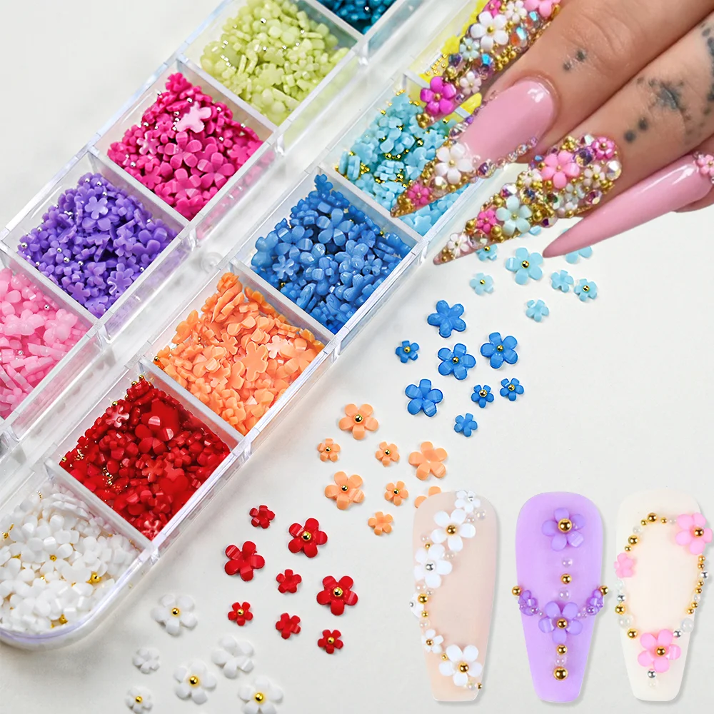 3D Acrylic Flower Nail Charms for DIY Manicure