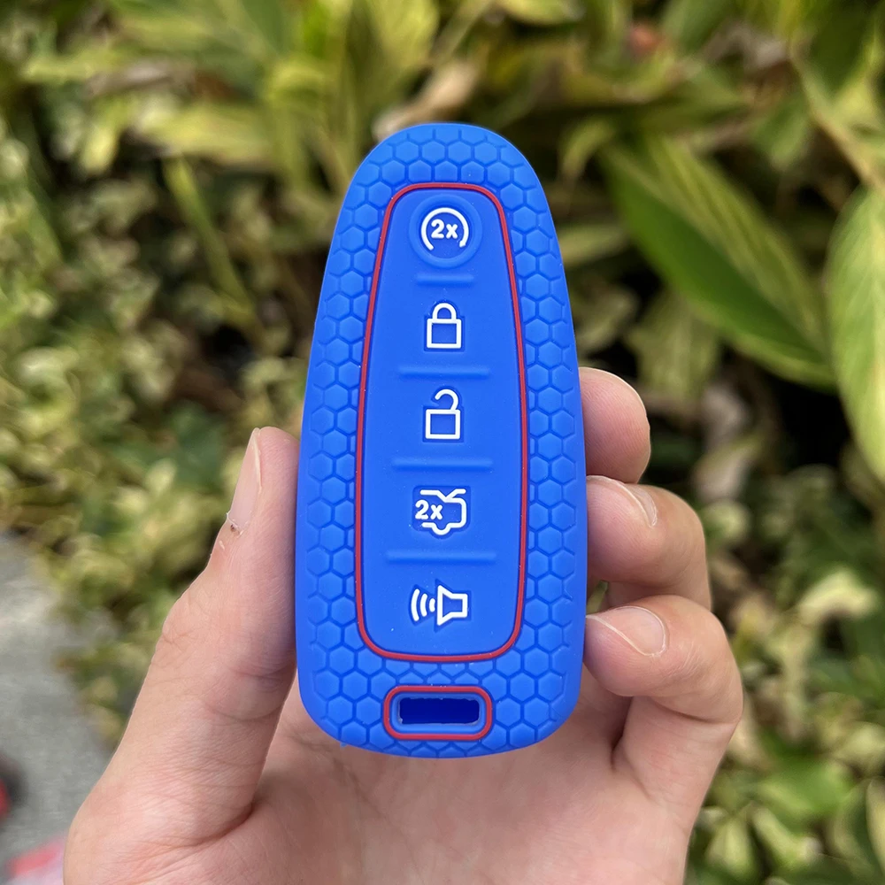Silicone Key Fob Covers For Ford & Lincoln - 2 Pack Black & Blue Protection