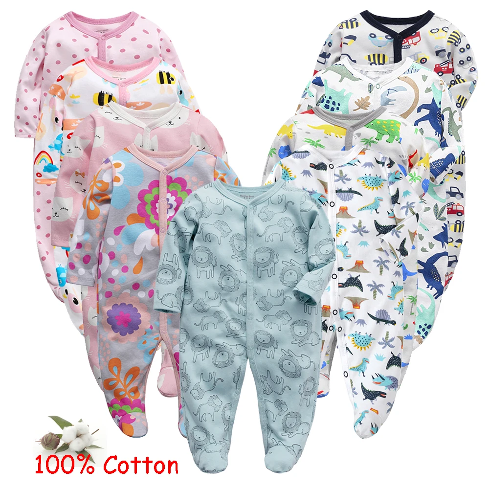 100 Cotton Sleeper Baby Rompers Girl Footies Boy Sleepsuits New Born