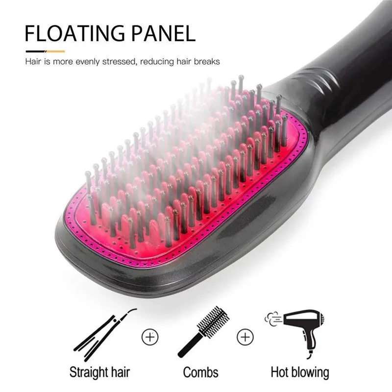 Three in One Electric Hair Comb, Fast Curling Iron, Hair Dryer, Straightener with Hot Air Function