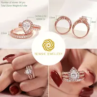 Newshe 925 Sterling Silver Wedding Engagement Rings Set for Women Pear Cut AAAAA CZ Imitation Diamond Bridal Jewelry - Image 6
