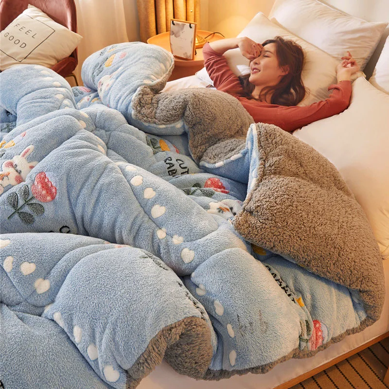 Super Warm Lamb Wool Quilt Winter Thickened Comforter Warmth Cotton  Double-Sided Velvet Soft King Queen Full Size Blanket 5.5KG - AliExpress