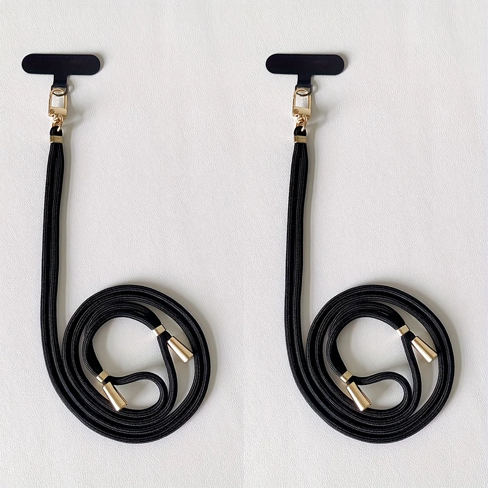 Versatile Black and Gold Adjustable Phone Lanyard for Hands-Free Outdoor Adventures
