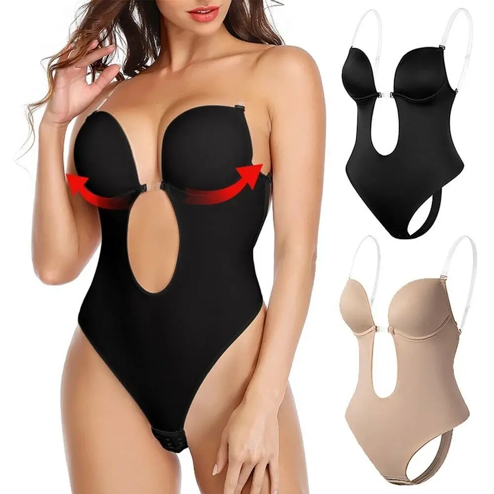 Shapewear Lingerie Body Shaper Thongs Invisible Push Up Bra Backless Dress  Full Body Shaper U Plunge Backless Underwear - AliExpress