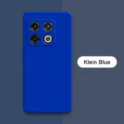 Luxury Liquid Silicone Phone Case with Double Liner Soft Bag - Square Design for OnePlus 10 Pro (Klein Blue)